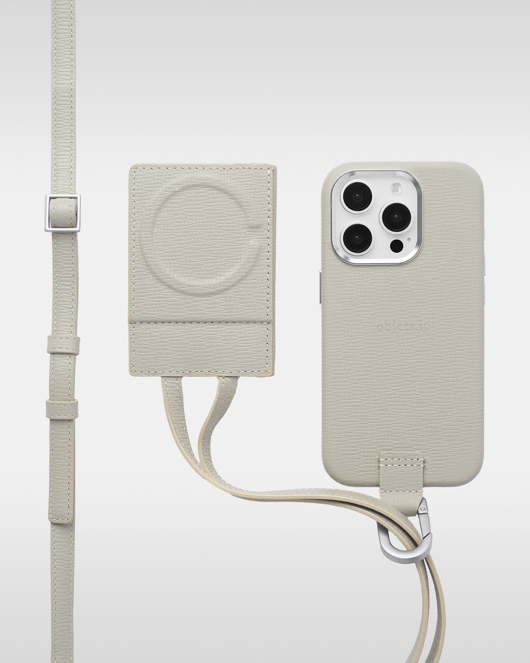 アジャスタブルレザーストラップ + iPhoneケースセット - ホワイトベージュ