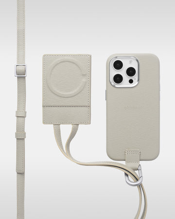 アジャスタブルレザーストラップ + iPhoneケースセット - ホワイトベージュ