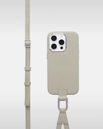 アジャスタブルレザーストラップ + iPhoneケースセット - ホワイトベージュ