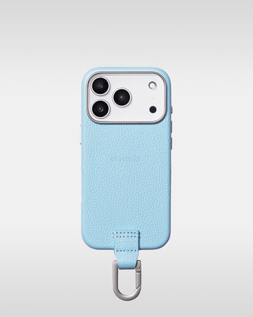 レザーストラップ + iPhoneケースセット - ライトブルー