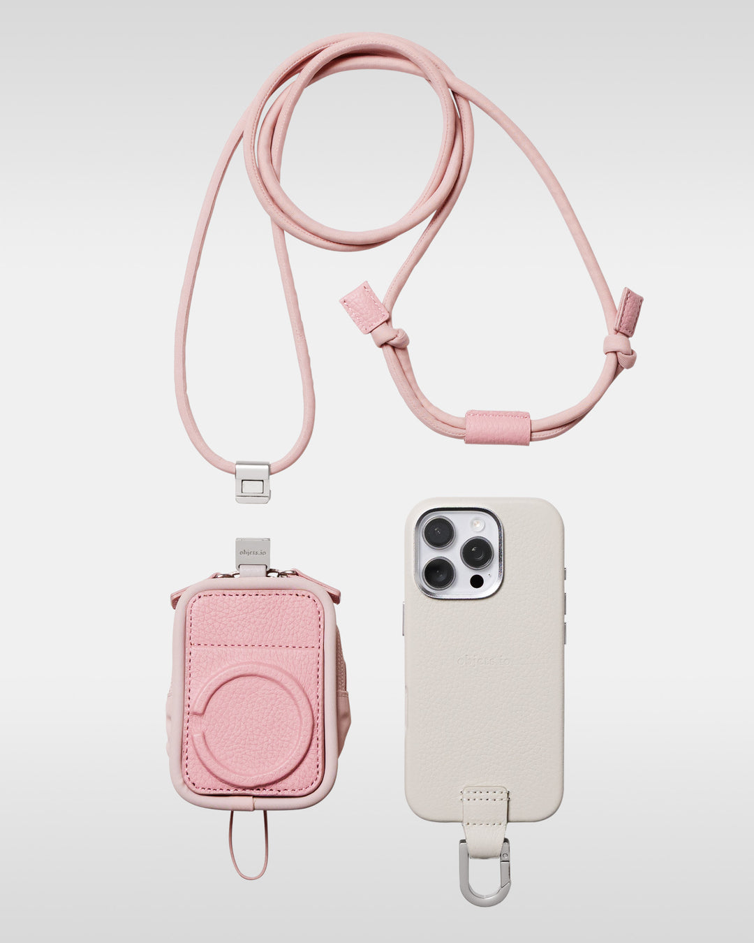 デタッチャブルストラップ + iPhoneケースセット - ナイロンパース - マシュマロxペールイエロー
