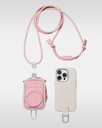 デタッチャブルストラップ + iPhoneケースセット - ナイロンパース - マシュマロxペールイエロー