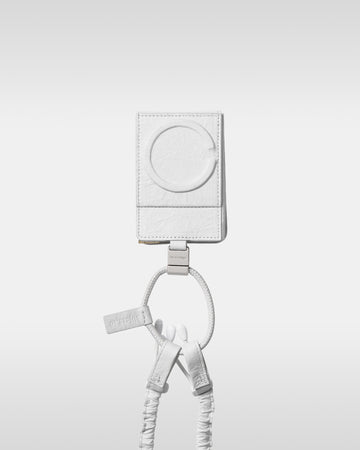デタッチャブルストラップ付iPhoneアクセサリー objcts.pro × meanswhile ダイニーマ®レザーウォレット - ホワイト