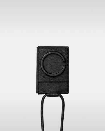 アジャスタブルレザーストラップ付iPhoneアクセサリー エンベロープ - ブラック