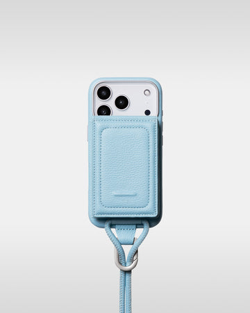 レザーストラップ + iPhoneケースセット - ライトブルー