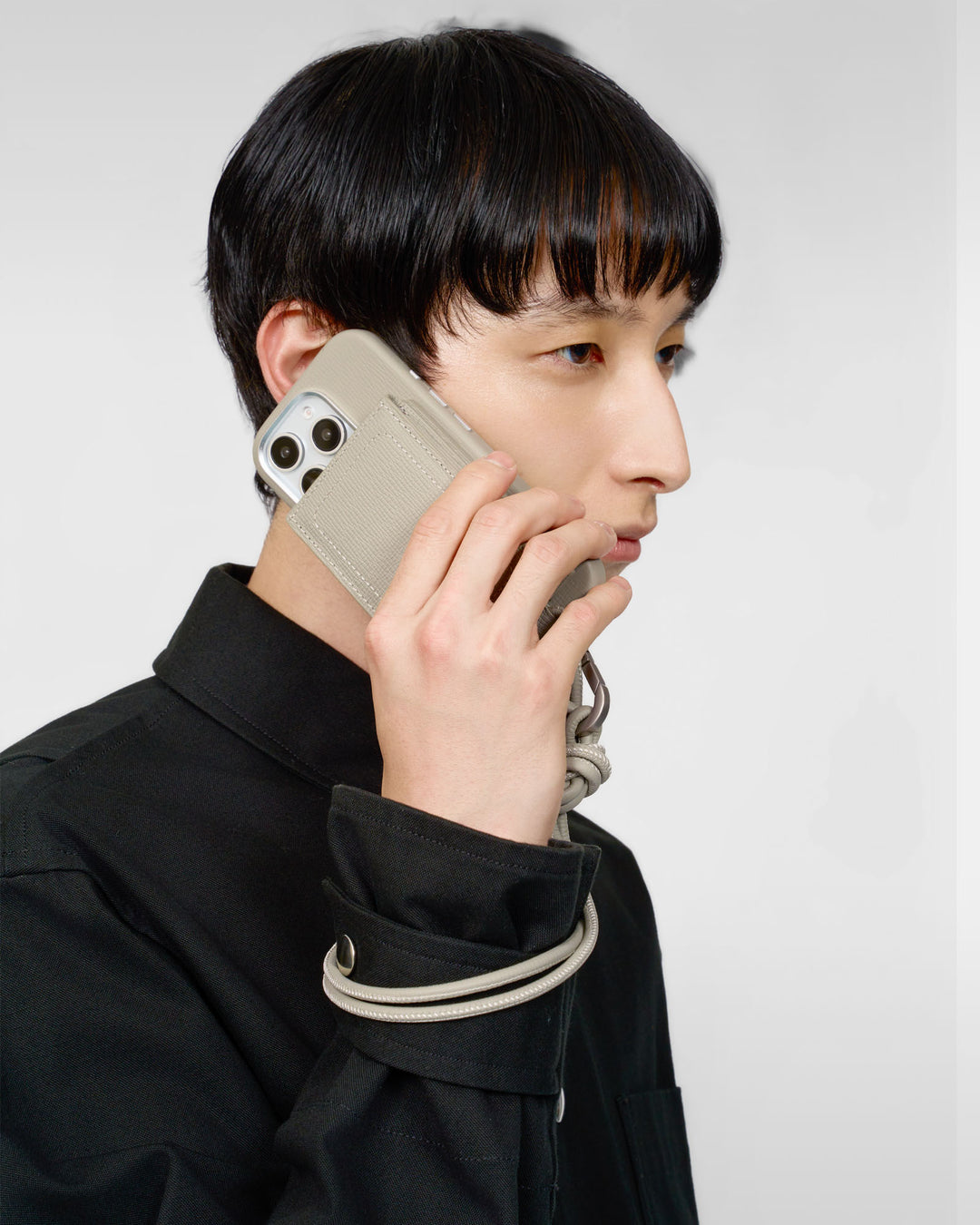 レザーストラップ + iPhoneケースセット - ホワイトベージュ