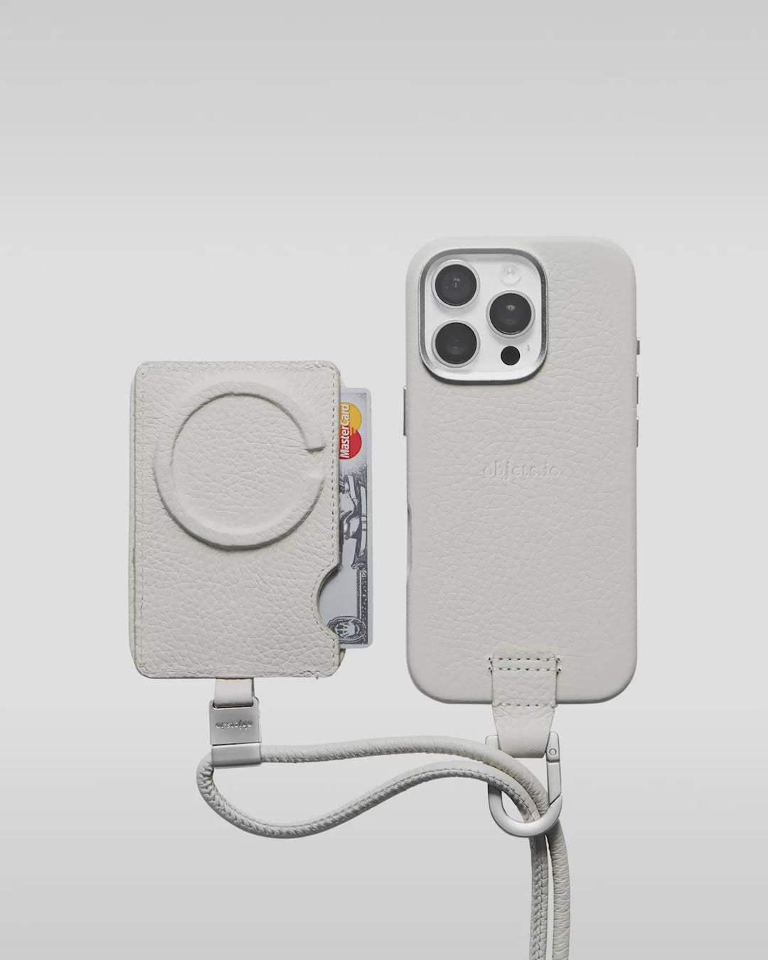デタッチャブルストラップ + iPhoneケースセット - マシュマロ