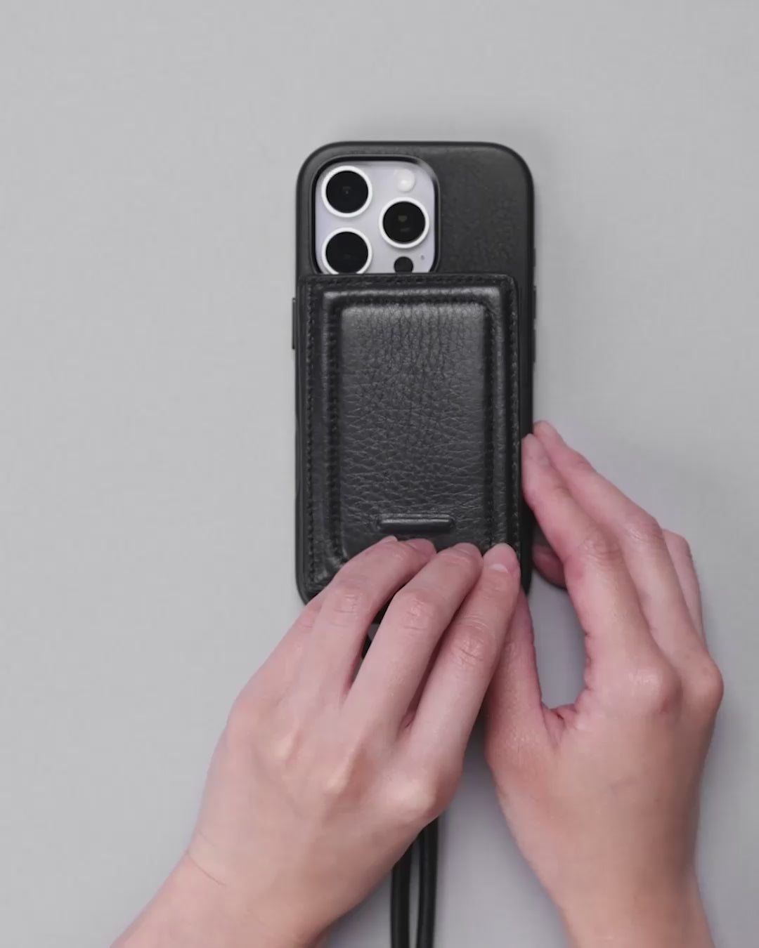 レザーストラップ + iPhoneケースセット - チャコール