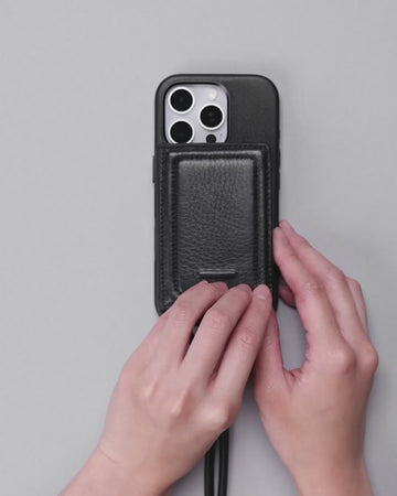 レザーストラップ + iPhoneケースセット - チャコール